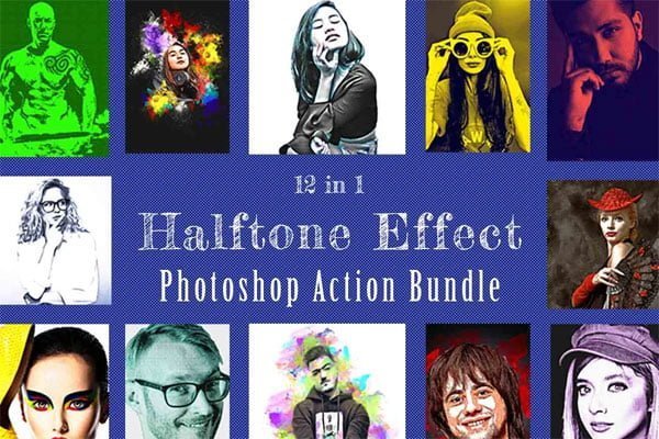 Halftone Effect PS Action Bundle