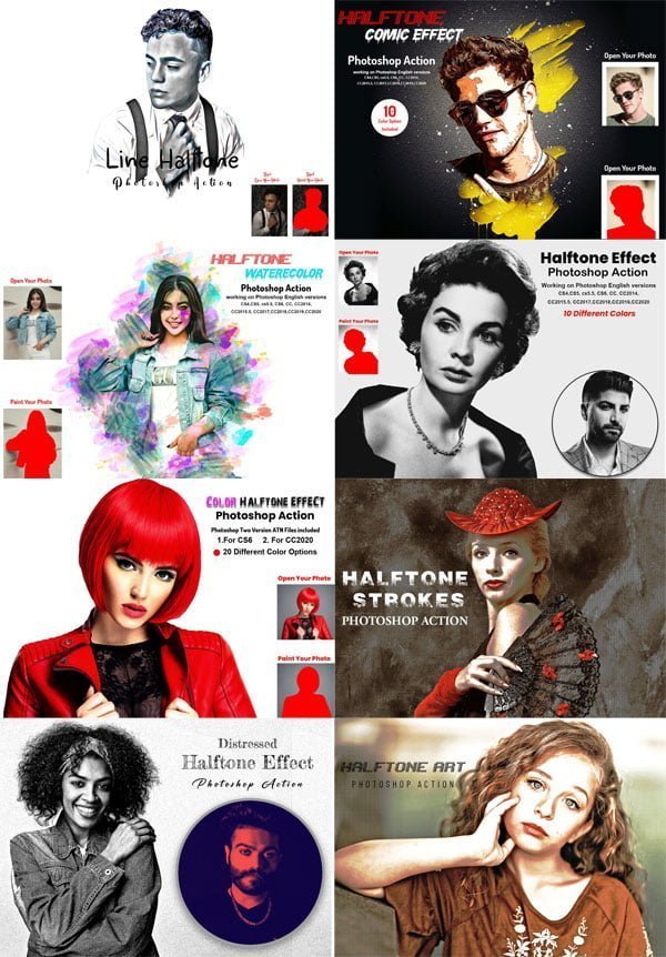 Halftone Effect PS Action Bundle