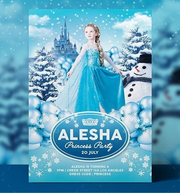 Ice Princess Party Flyer Invitation