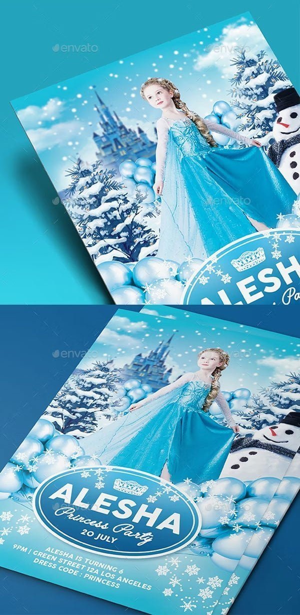 Ice Princess Party Flyer Invitation