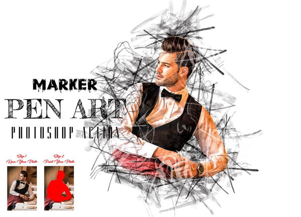 Marker Pen Art Photoshop Action Marker Pen Art Action