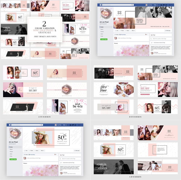 Modern Pastel Facebook Cover Pack