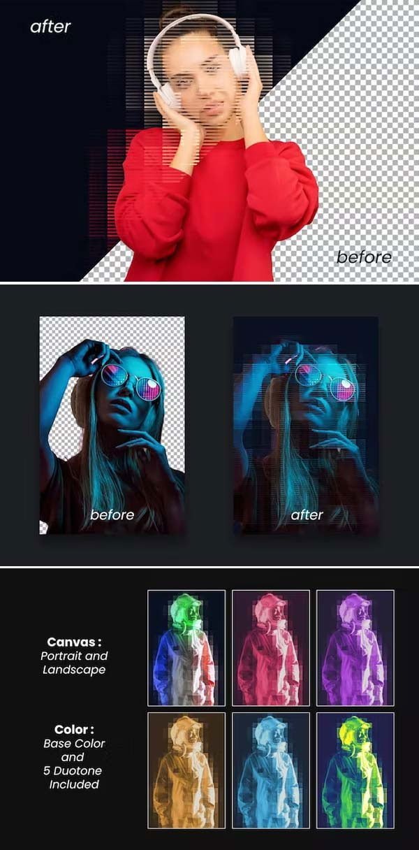 Pixel Lines Photo Effect Templates