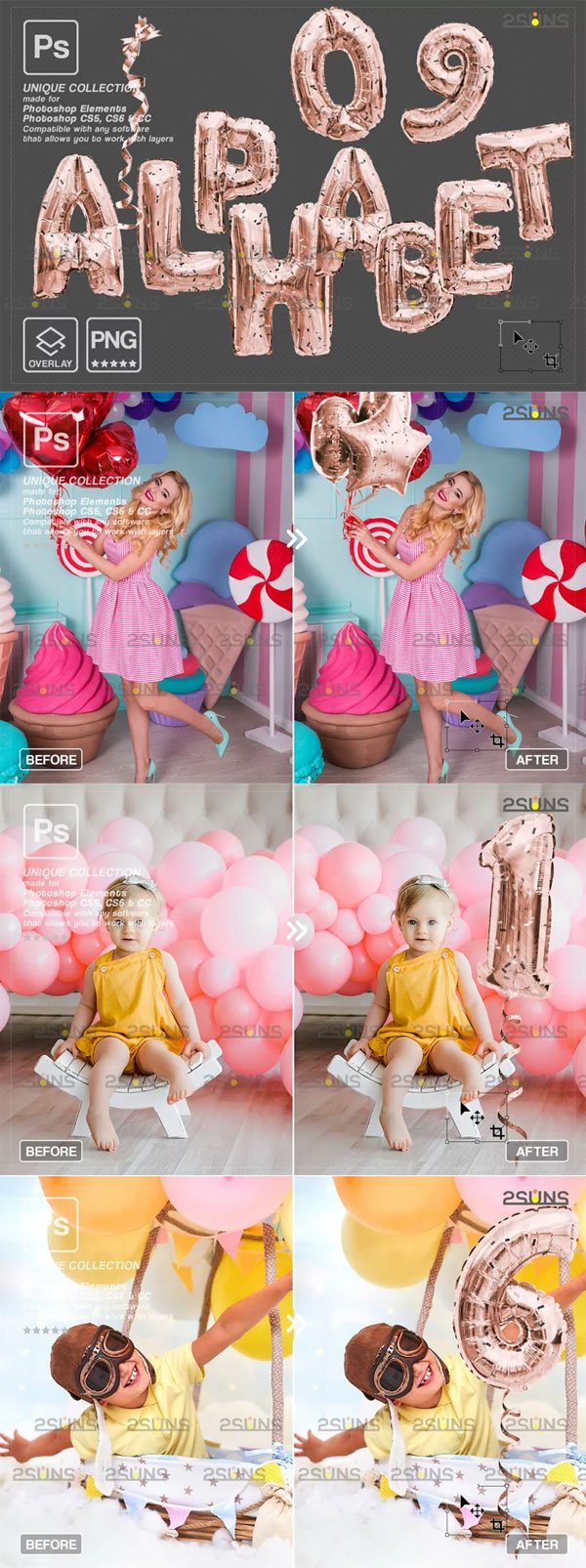Balloons Photo Overlay Alphabet