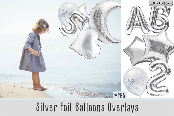 Silver Foil Balloons Photo Overlays (1) Silver Foil Balloons Photo Overlays (1)