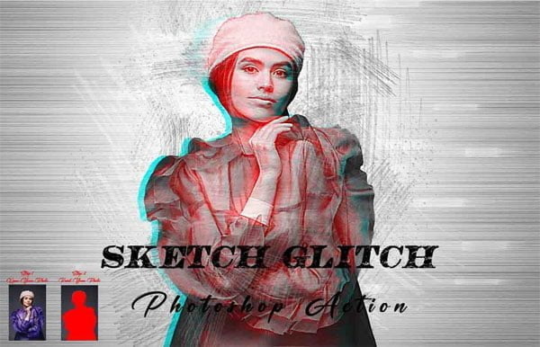 Sketch Glitch Photoshop Action