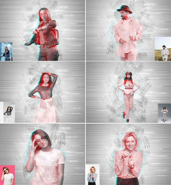 Sketch Glitch Photoshop Action