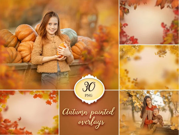 30 Autumn Painted Photo Overlays 30 Autumn Painted Overlays