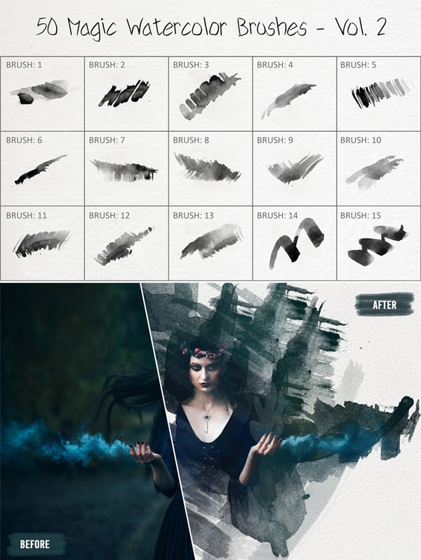 50 Magic Watercolor Brushes