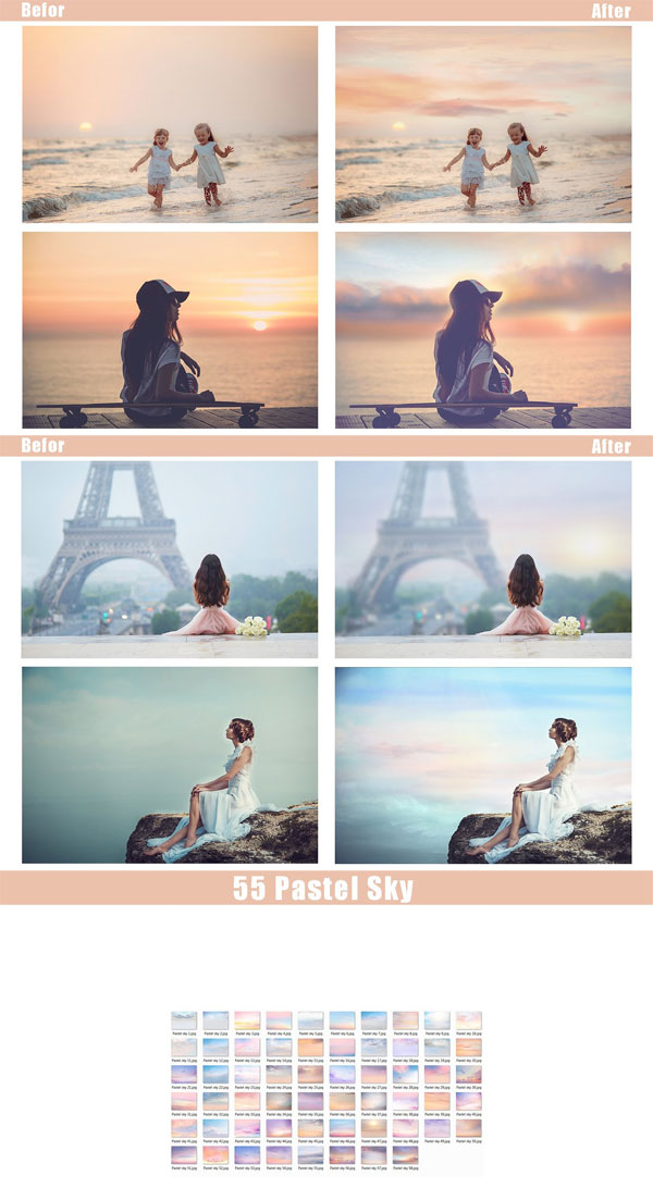 55 Pretty Pastel Sky Overlays
