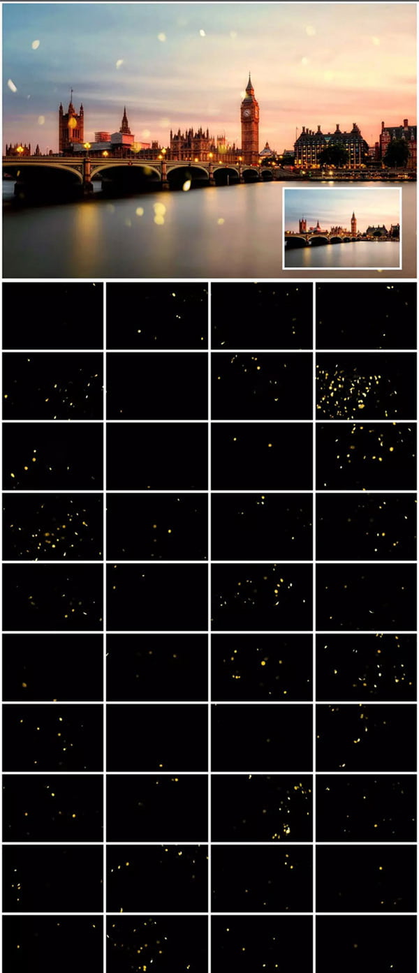 5K Golden Lights Photo Overlays