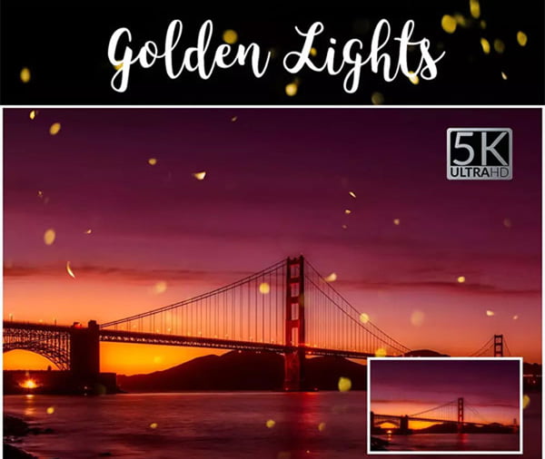 5K Golden Lights Photo Overlays