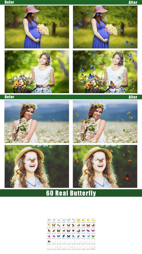 60 Butterfly Photoshop Overlays 60 Butterfly Overlays
