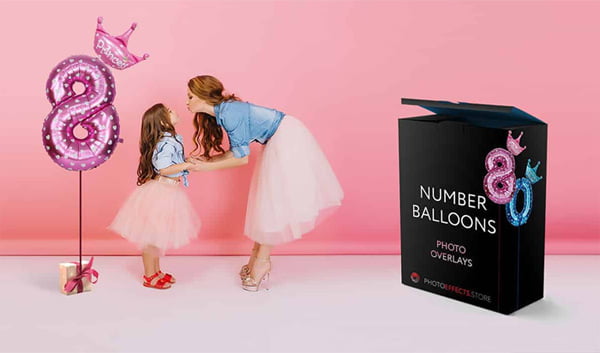 80 Number Balloons Photo Overlays
