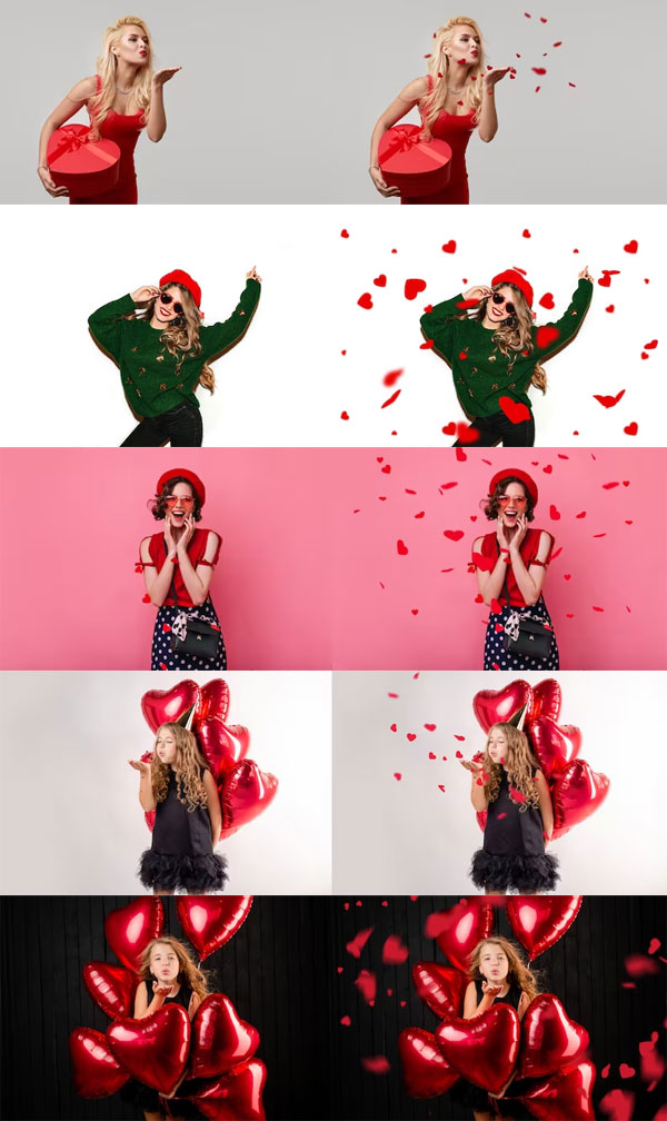 Blowing Hearts Photo Overlays Valentines Day Blowing Hearts Overlays