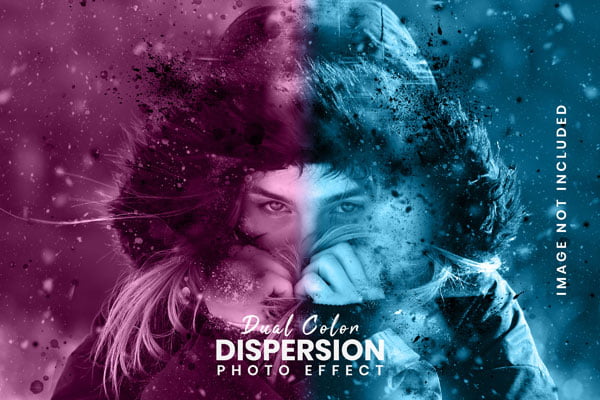 Dual Color Dispersion Photo Effect Mockup Dual Color Dispersion Photo Effect Mockup