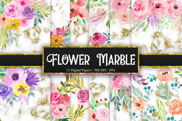 Flower Glitter Marble Background