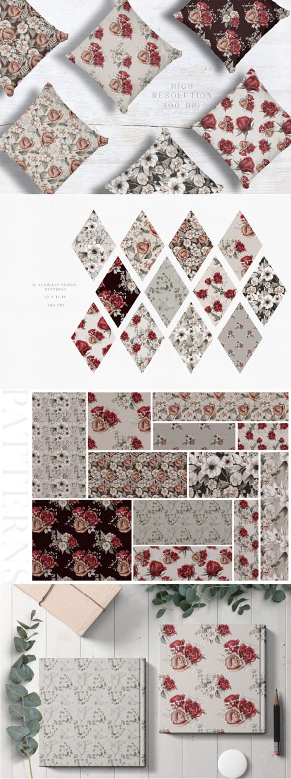 Flower Seamless Patterns Roses Flower Seamless Patterns Roses