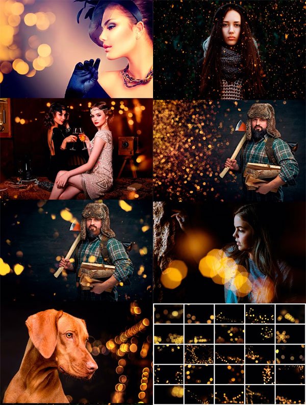 Golden Bokeh Photo Overlay