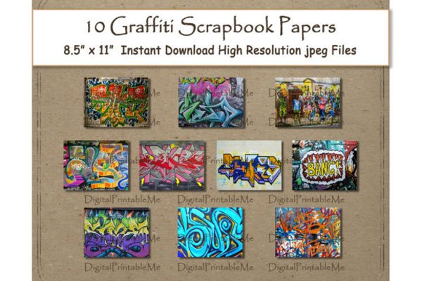Graffiti Digital Paper Print 8.5