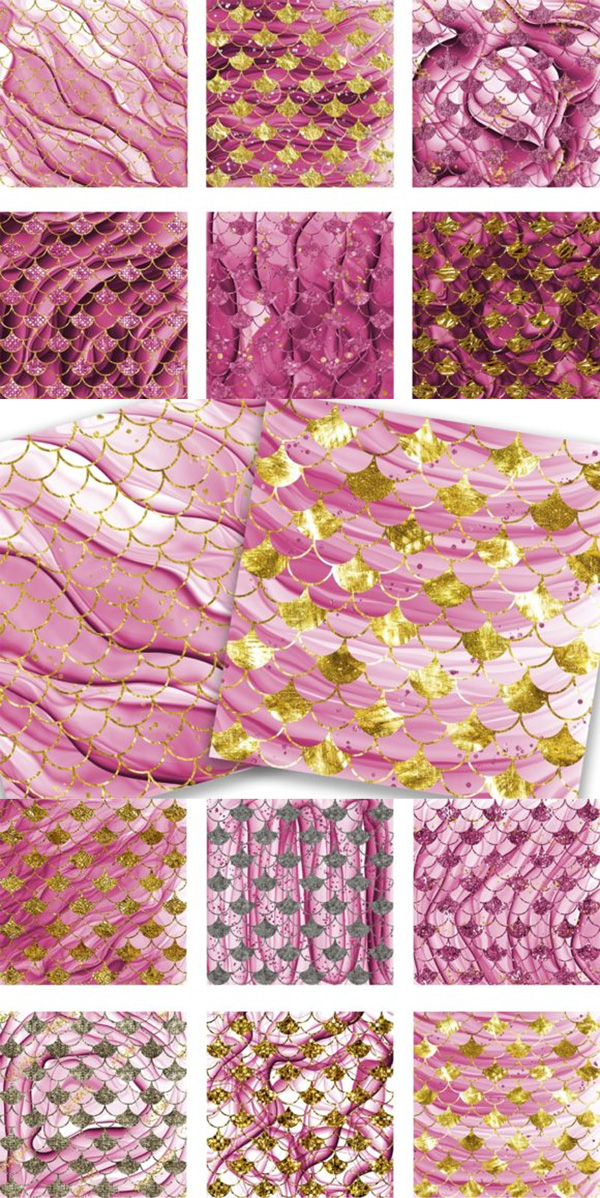 Mermaid Scales Diamond Pink Background Mermaid Scales Diamond Pink Background
