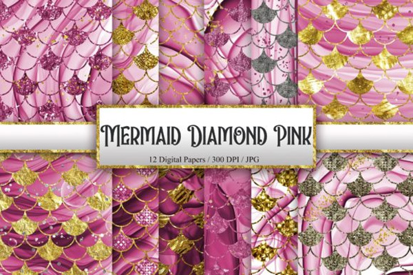 Mermaid Scales Diamond Pink Background Mermaid Scales Diamond Pink Background