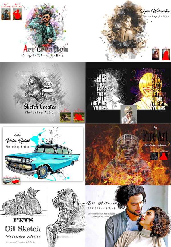 Mixed Art Photoshop Action Bundle