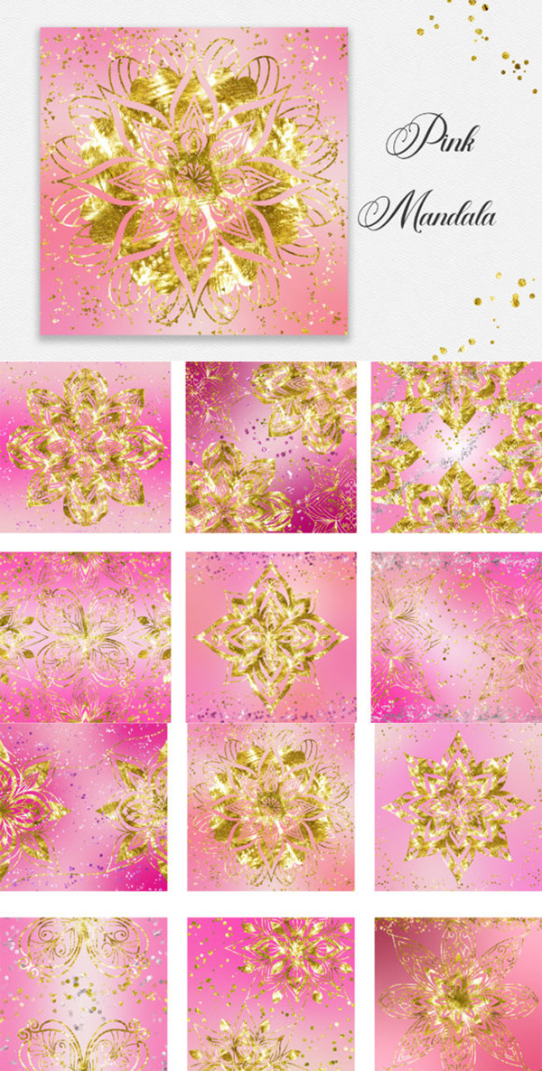 Pink Mandala Glitter Background