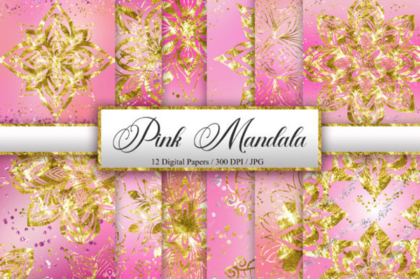 Pink Mandala Glitter Background