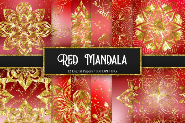 Red Mandala Glitter Background Red Mandala Glitter Background