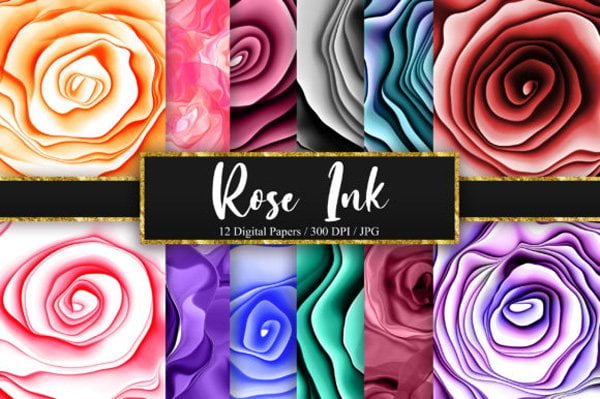 Rose Ink Background Digital Papers