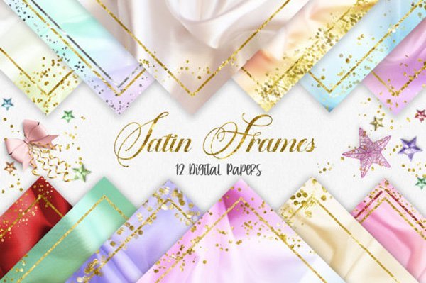 Satin Frames Glitter Digital Papers