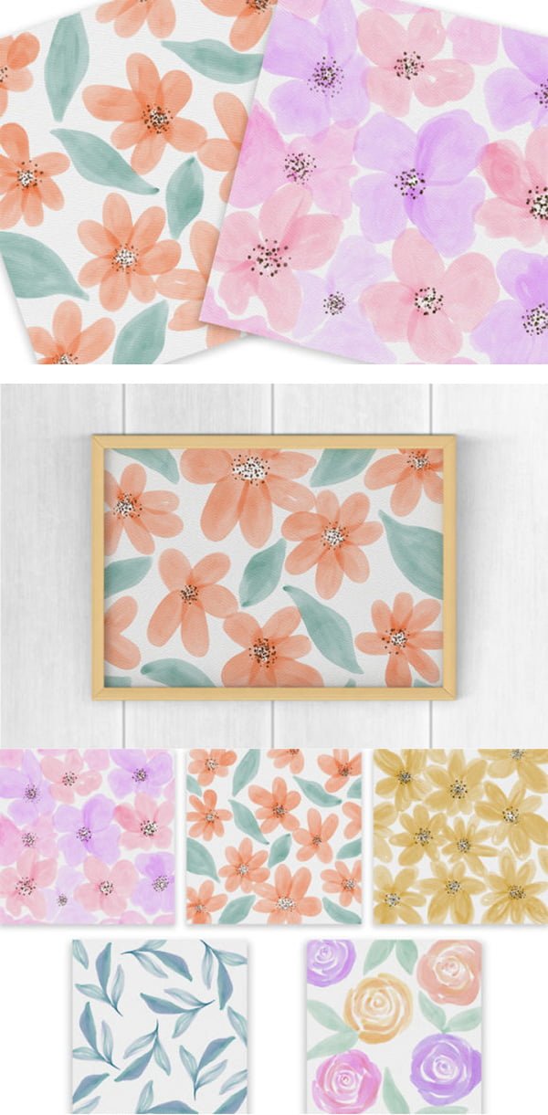Spring Floral Watercolor Background Spring Floral Watercolor Background