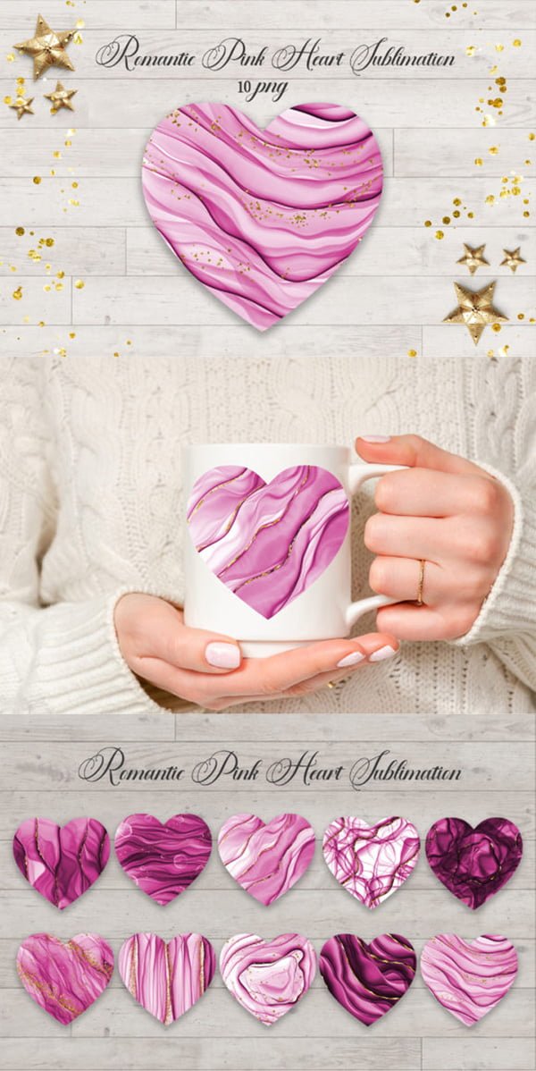 Sublimation Romantic Pink Heart Sublimation Romantic Pink Heart