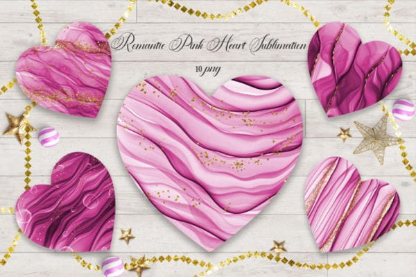 Sublimation Romantic Pink Heart Sublimation Romantic Pink Heart