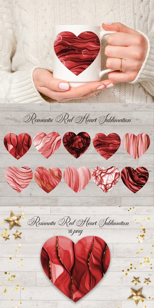Sublimation Romantic Red Heart