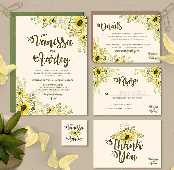 Sunflower Wedding Invitation Set Sunflower Wedding Invitation Set