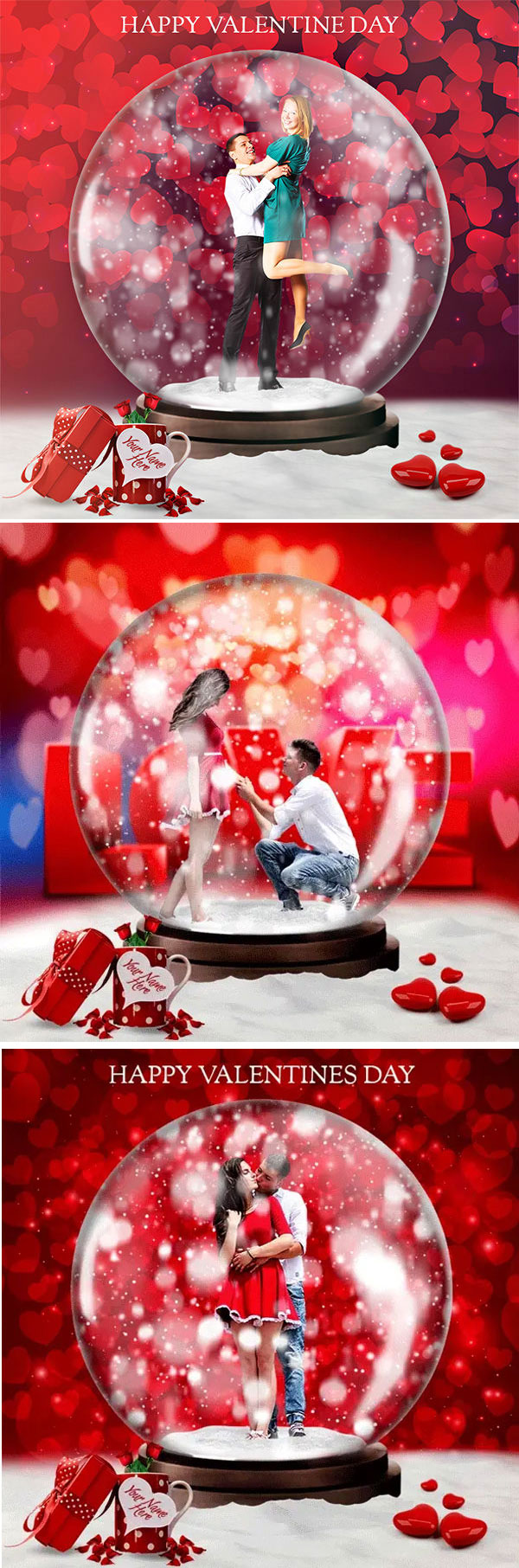 Valentine Day Animated Snow Globe Action Valentine Day Snow Globe Action