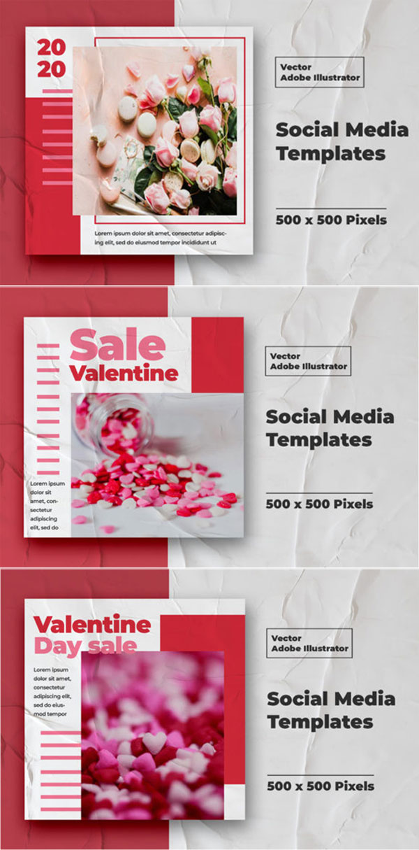 Valentine Instagram Templates Vector Valentine Instagram Templates Vector