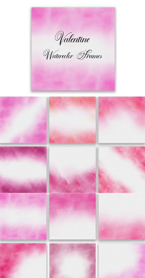 Valentine Watercolor Frames Background