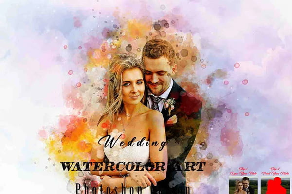 Wedding Watercolor Art PS Action Wedding Watercolor Art PS Action