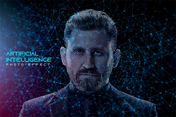 Artificial Intelligence Photoshop Effects Mockup