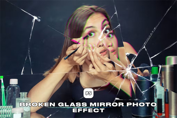 Broken Glass Mirror Photo Effect Broken Glass Mirror Photo Effect