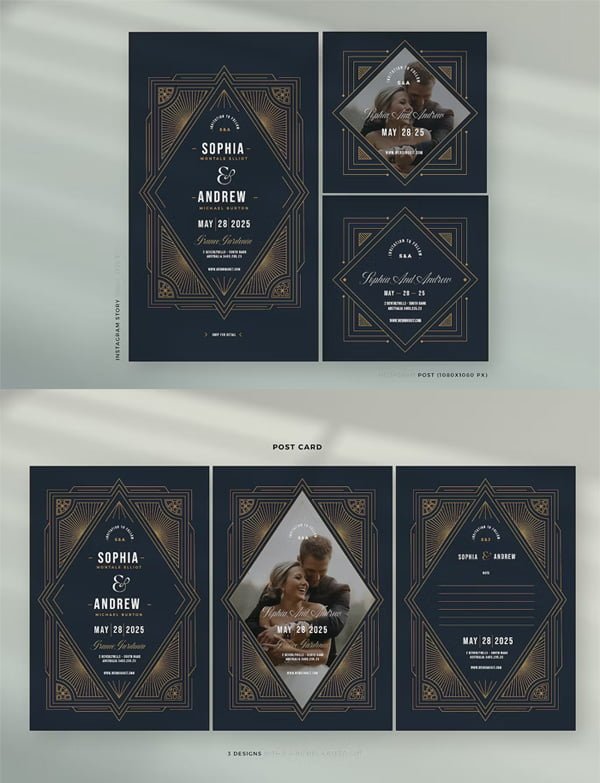 Cd Art Deco RSVP Template