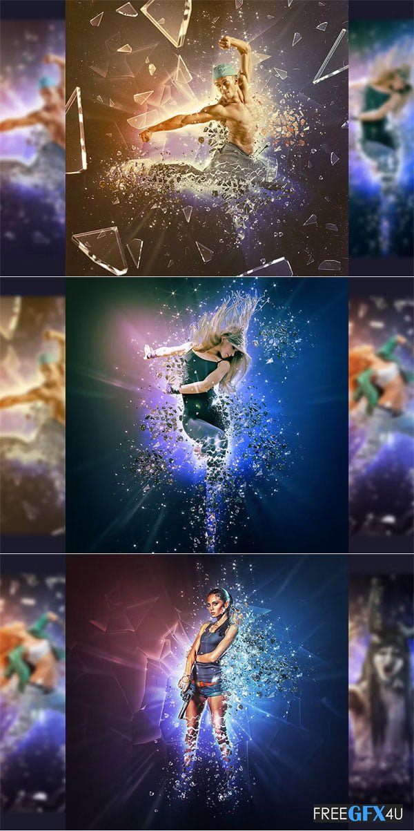 Fragmentation Broken Glass Photoshop Action Broken Glass Photoshop Action