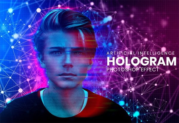 Hologram Photoshop Effect Mockup