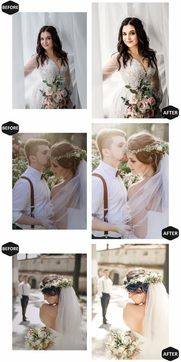 12 White Wedding Mobile & Desktop Presets Bright