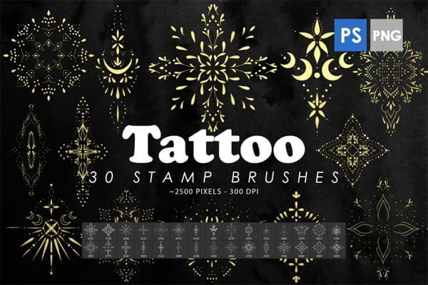 30 Tattoo Ornament Photoshop Stamp Brushes 30 Tattoo Ornament Photoshop Stamp Brushes