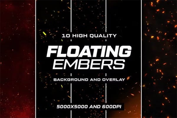 Background and Overlays of 10 Floating Embers Background and Overlays of 10 Floating Embers
