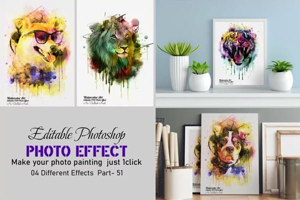 Dog Watercolor Painting Photo Effect Dog Watercolor Painting Photo Effect